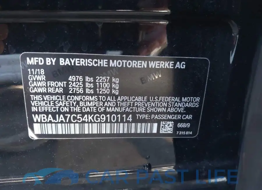 WBAJA7C54KG910114# 9