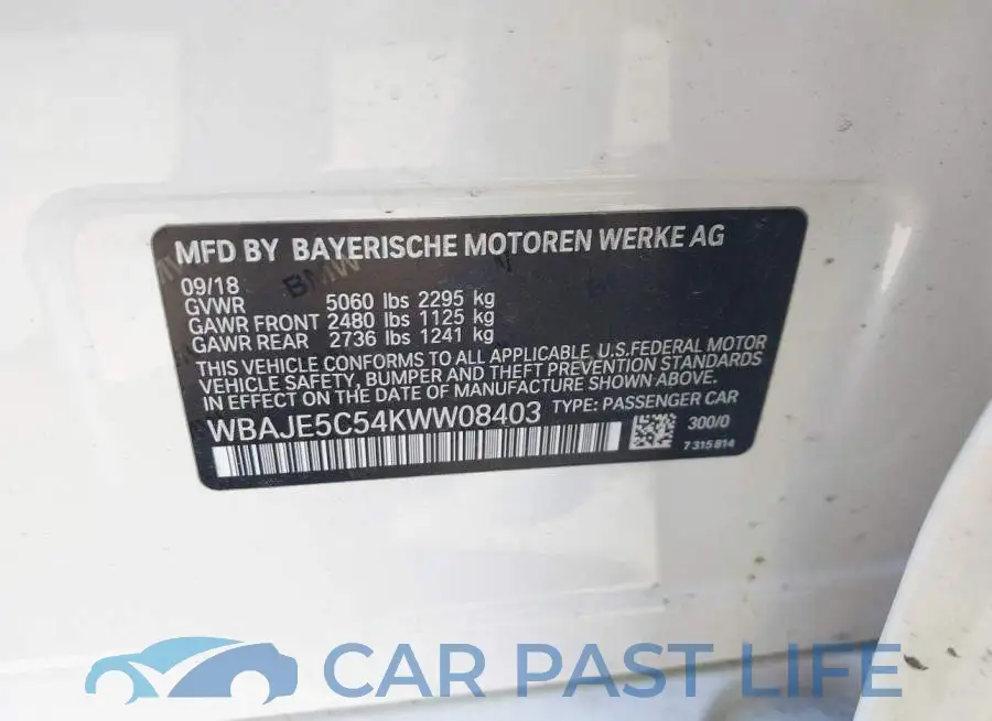 WBAJE5C54KWW08403# 9