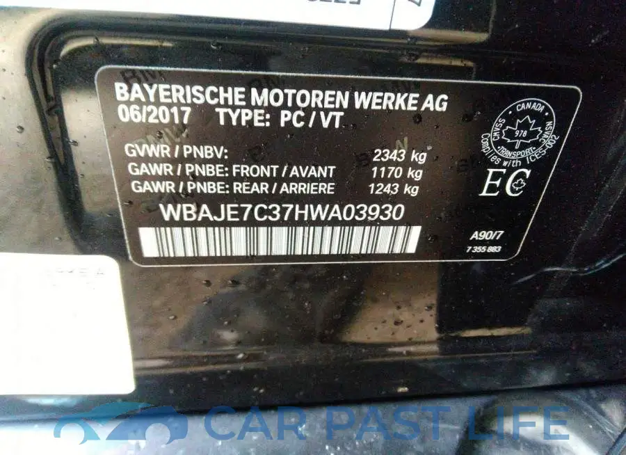 WBAJE7C37HWA03930# 9