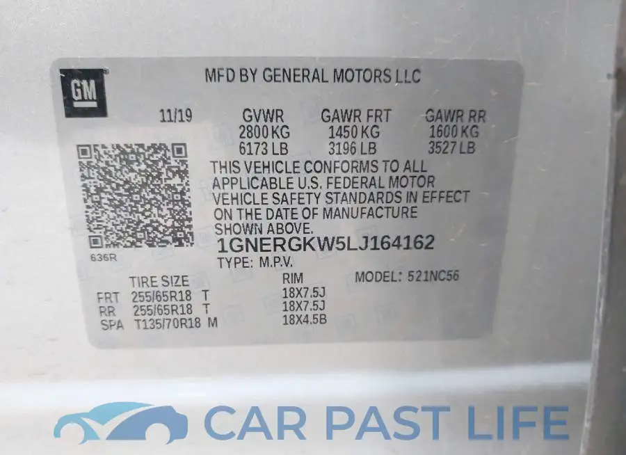 1GNERGKW5LJ164162# 9