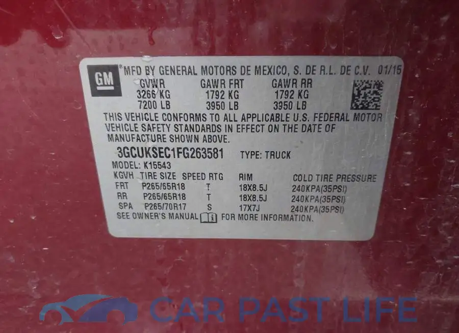 3GCUKSEC1FG263581# 9