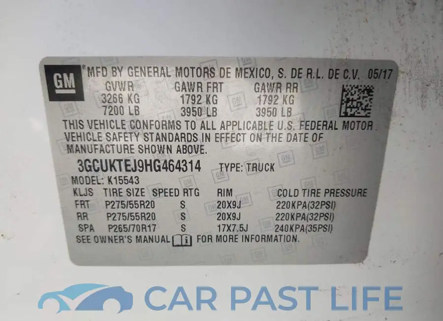 3GCUKTEJ9HG464314# 9