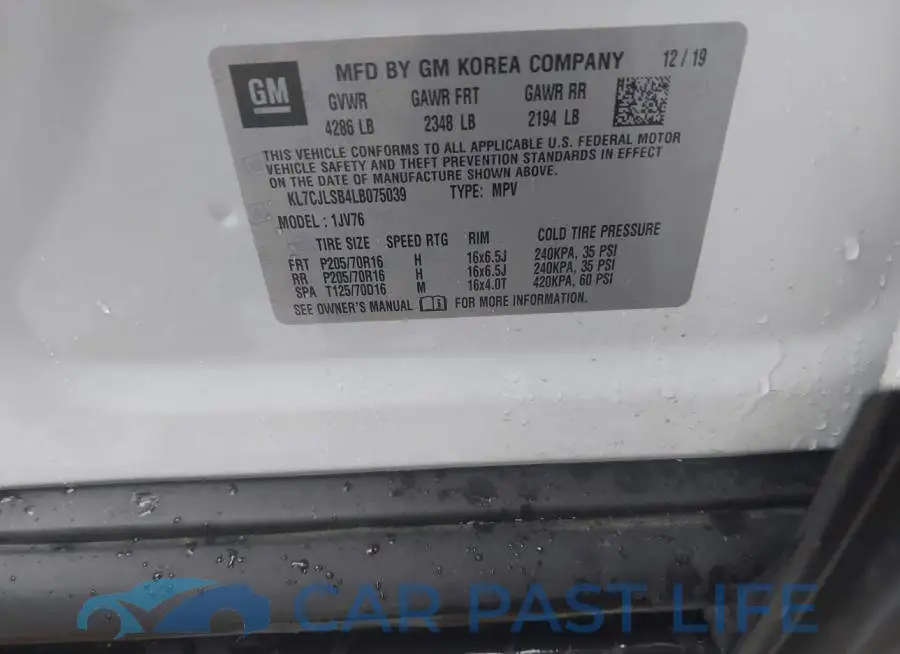 KL7CJLSB4LB075039# 9