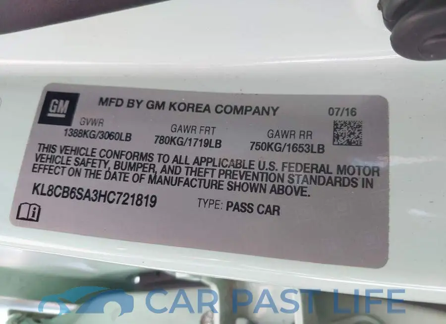 KL8CB6SA3HC721819# 9
