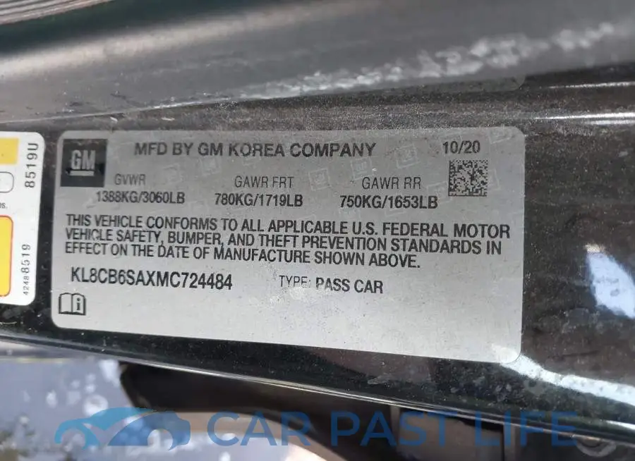 KL8CB6SAXMC724484# 9