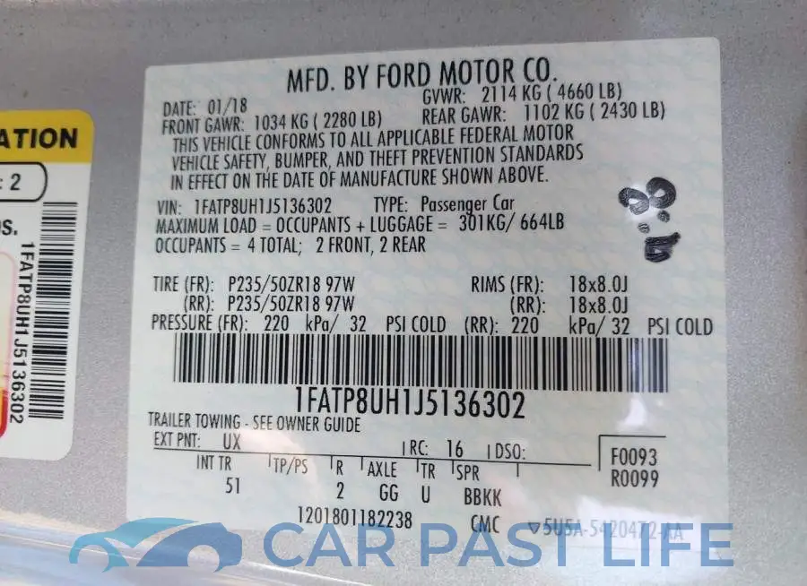 1FATP8UH1J5136302# 9