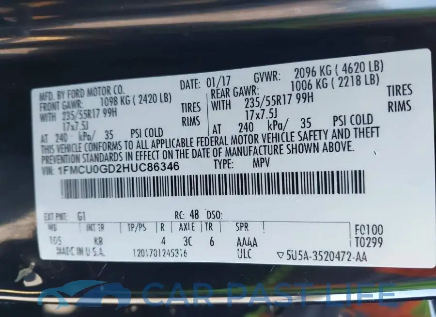 1FMCU0GD2HUC86346# 9
