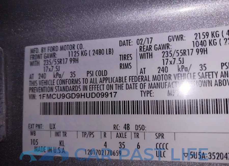 1FMCU9GD9HUD09917# 9