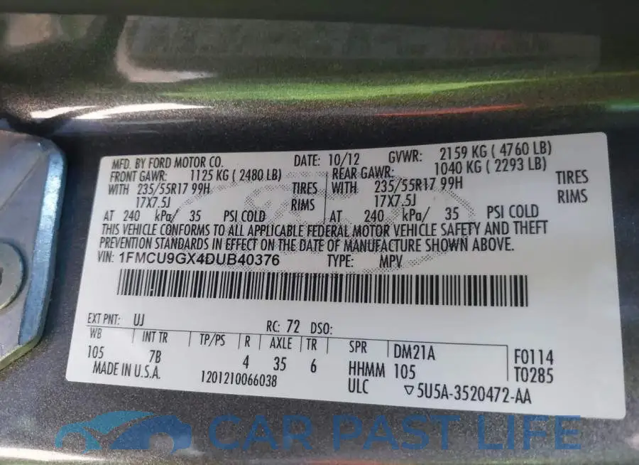 1FMCU9GX4DUB40376# 9