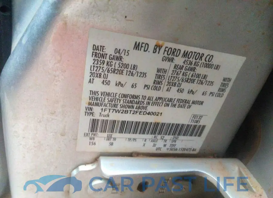1FT7W2BT2FED40021# 9
