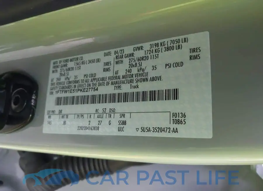 1FTFW1E51PKE27754# 9