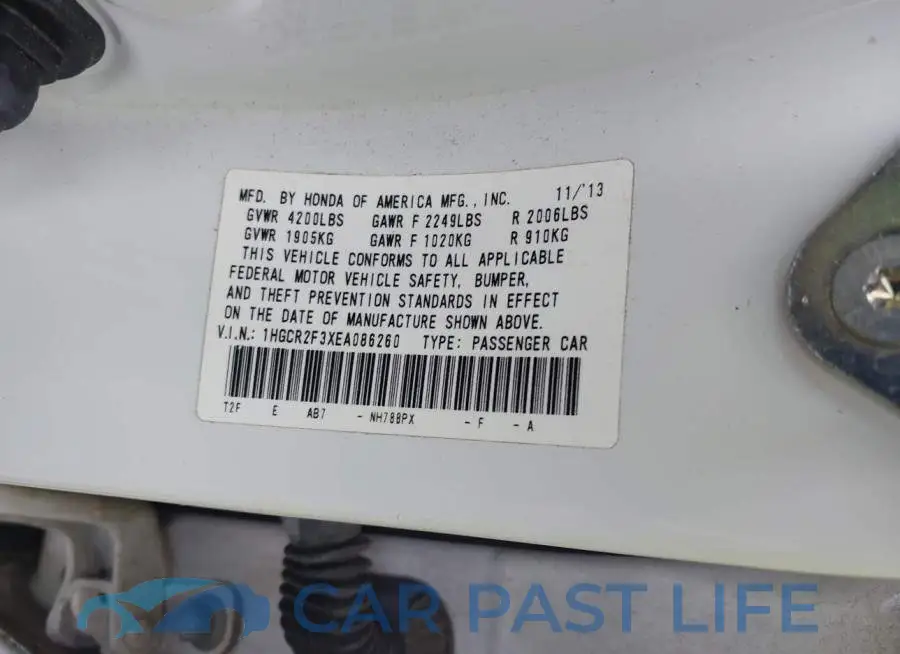 1HGCR2F3XEA086260# 9