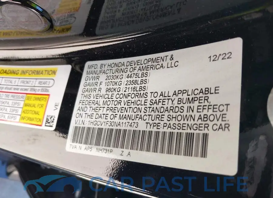 1HGCV1F30NA117473# 9