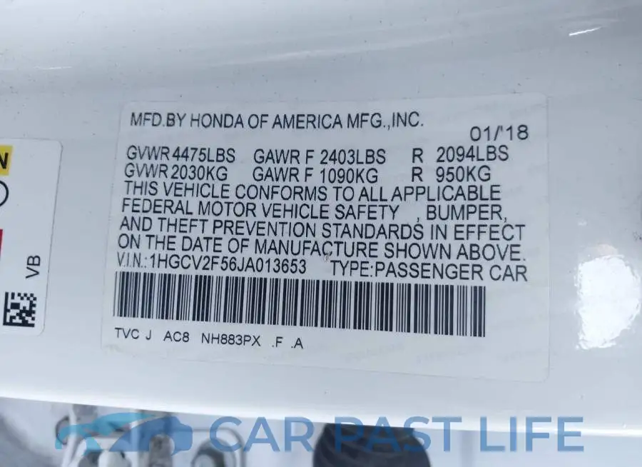 1HGCV2F56JA013653# 9
