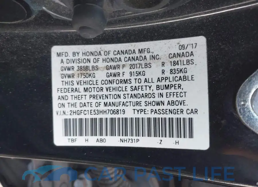2HGFC1E53HH706819# 9