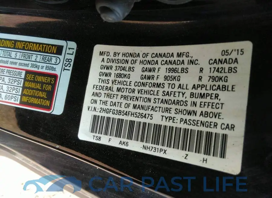 2HGFG3B54FH526475# 9
