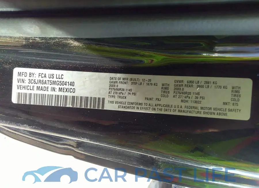 3C6JR6AT5MG504140# 9
