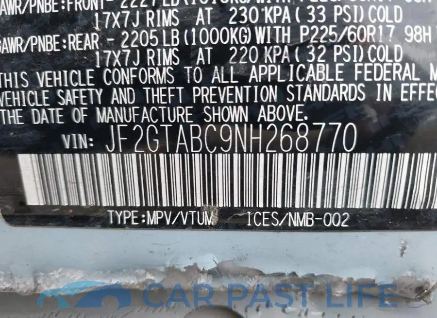 JF2GTABC9NH268770# 9
