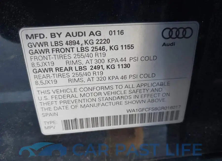WA1GFCFS8GR016017# 9