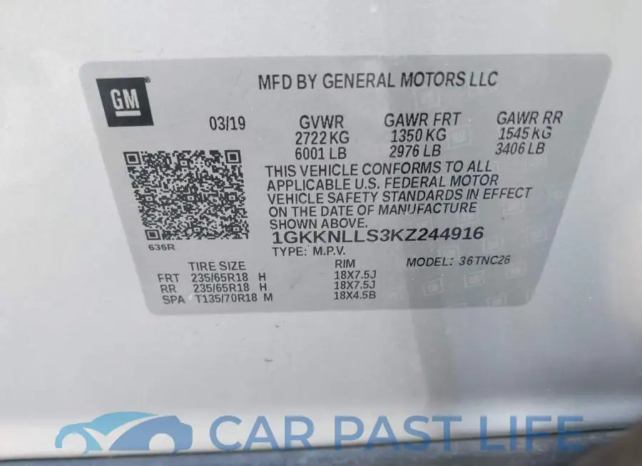 1GKKNLLS3KZ244916# 9