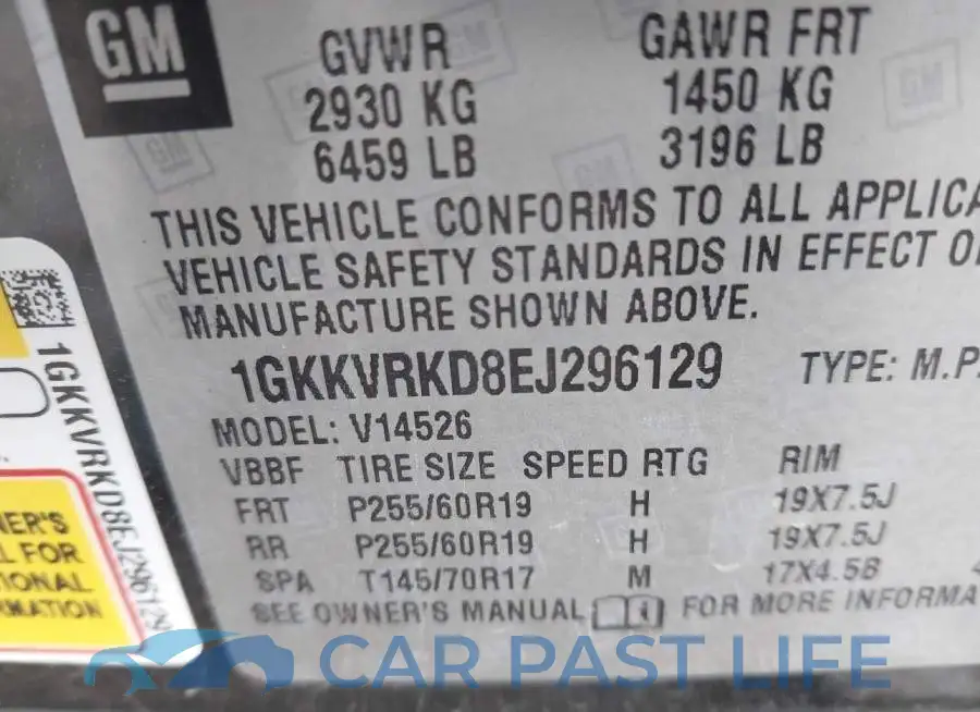 1GKKVRKD8EJ296129# 9