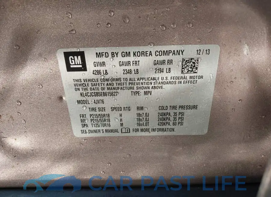 KL4CJCSB5EB615627# 9