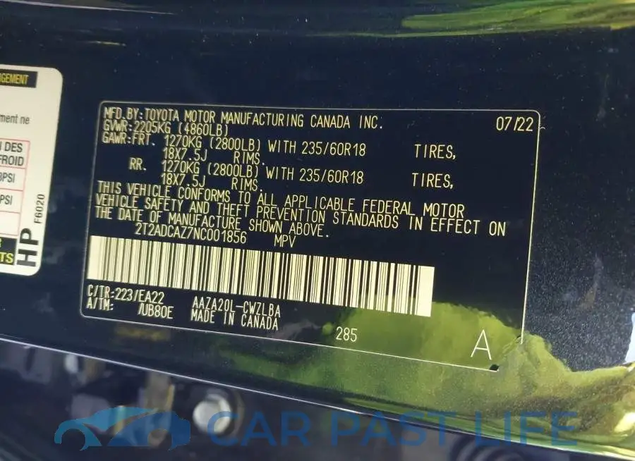 2T2ADCAZ7NC001856# 9