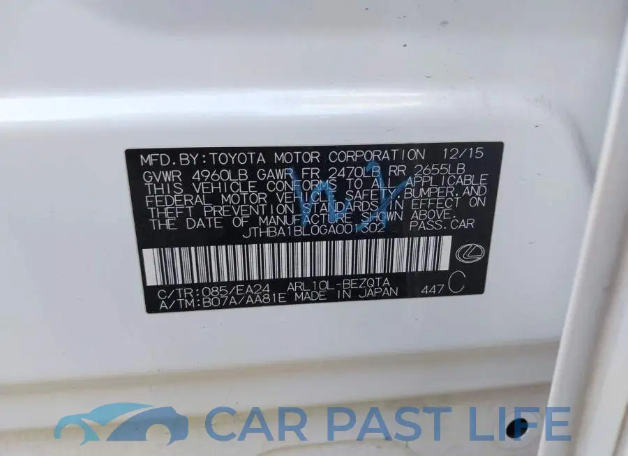 JTHBA1BL0GA001302# 9