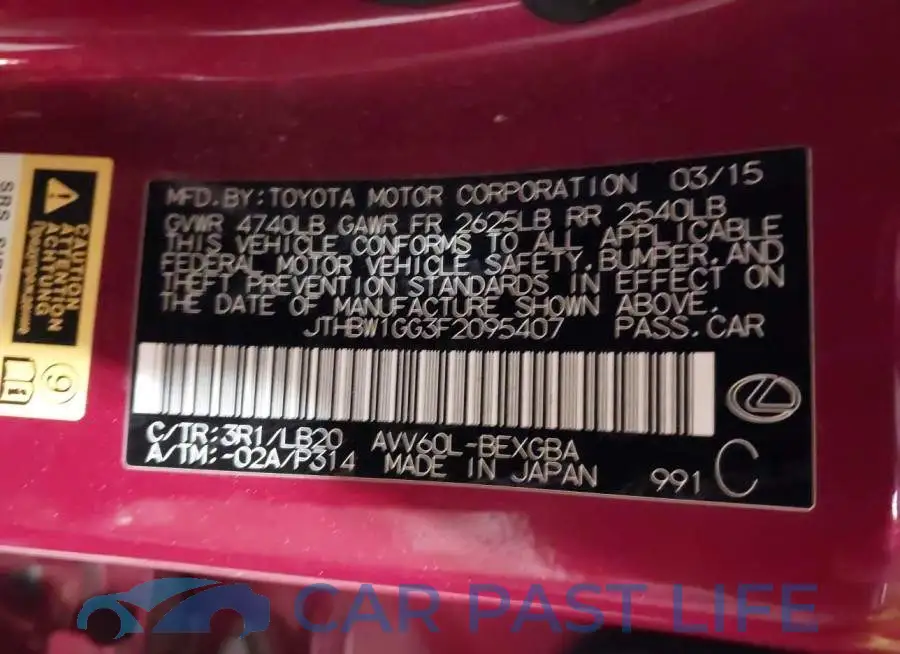 JTHBW1GG3F2095407# 9