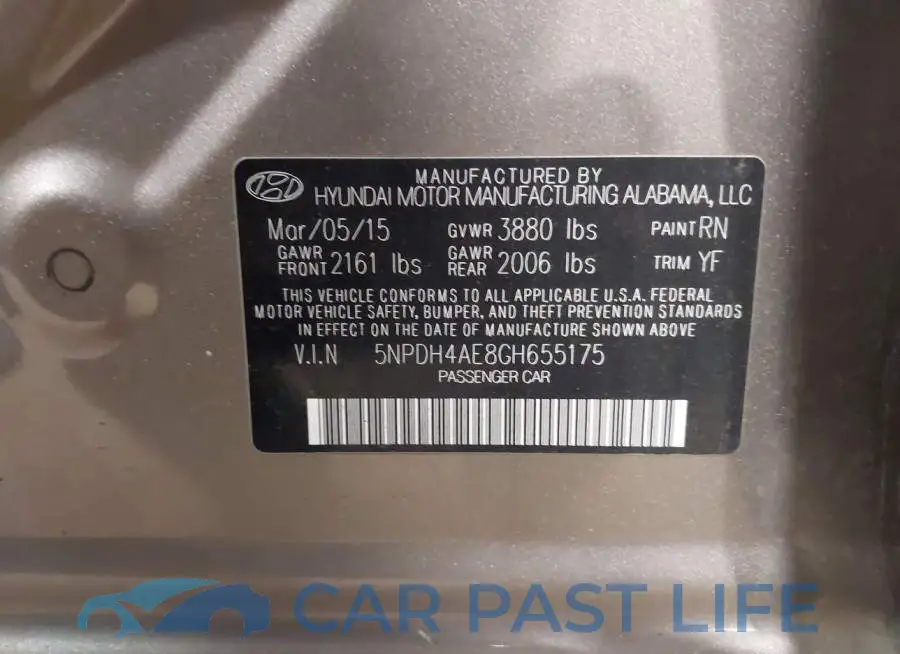 5NPDH4AE8GH655175# 9