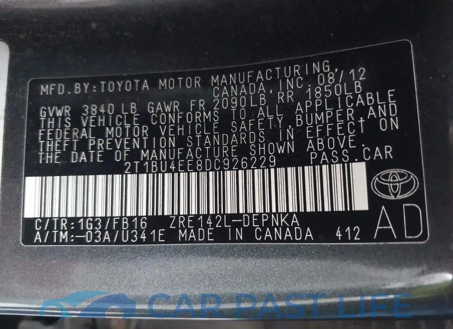 2T1BU4EE8DC926229# 9
