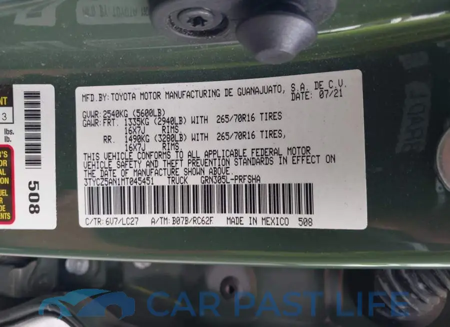3TYCZ5AN1MT045451# 9