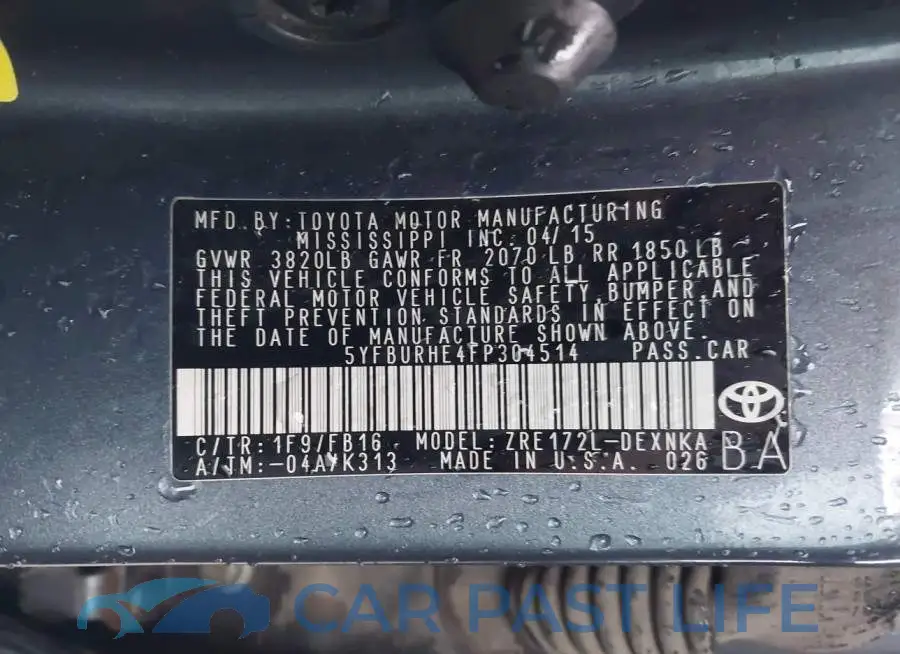 5YFBURHE4FP304514# 9
