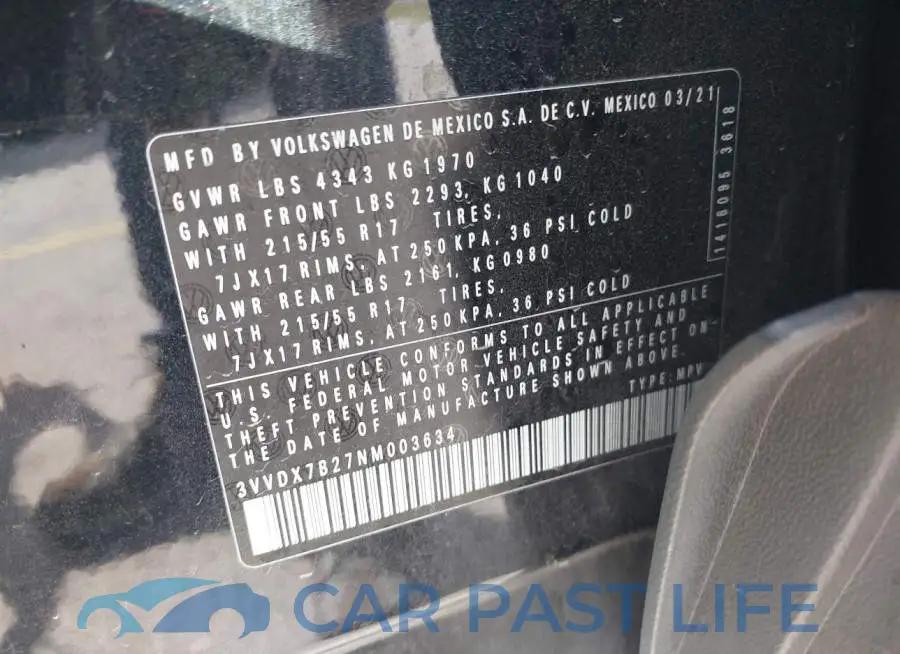 3VVDX7B27NM003634# 9