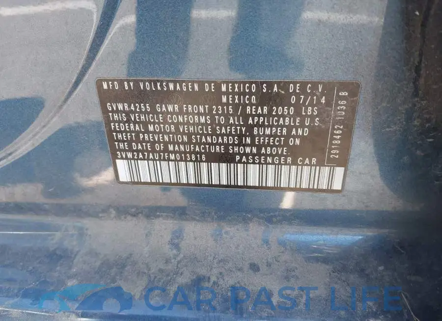3VW2A7AU7FM013816# 9