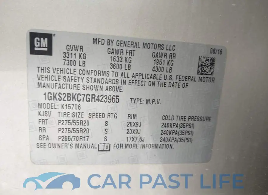 1GKS2BKC7GR423965# 9