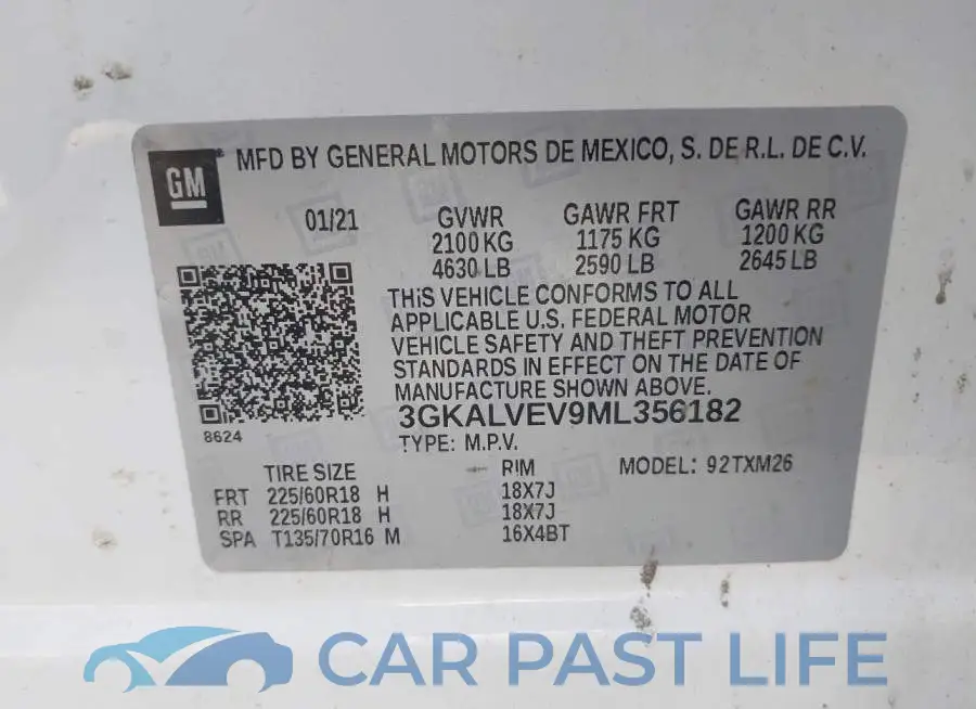 3GKALVEV9ML356182# 9