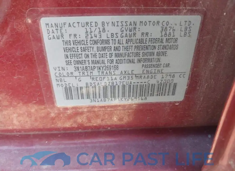 3N1AB7AP1KY269168# 9