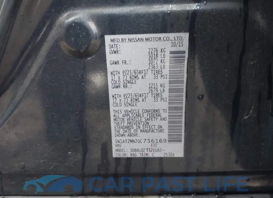 5N1AT2MN2GC756169# 9