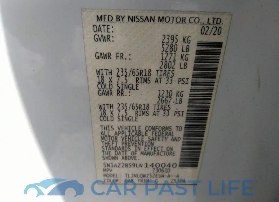 5N1AZ2BS9LN140040# 9