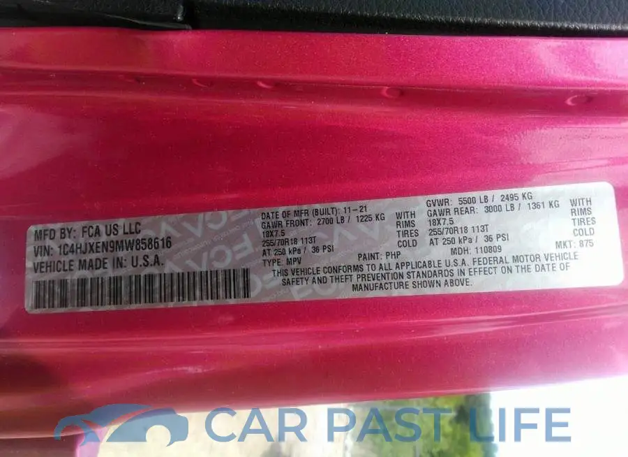 1C4HJXEN9MW858616# 9