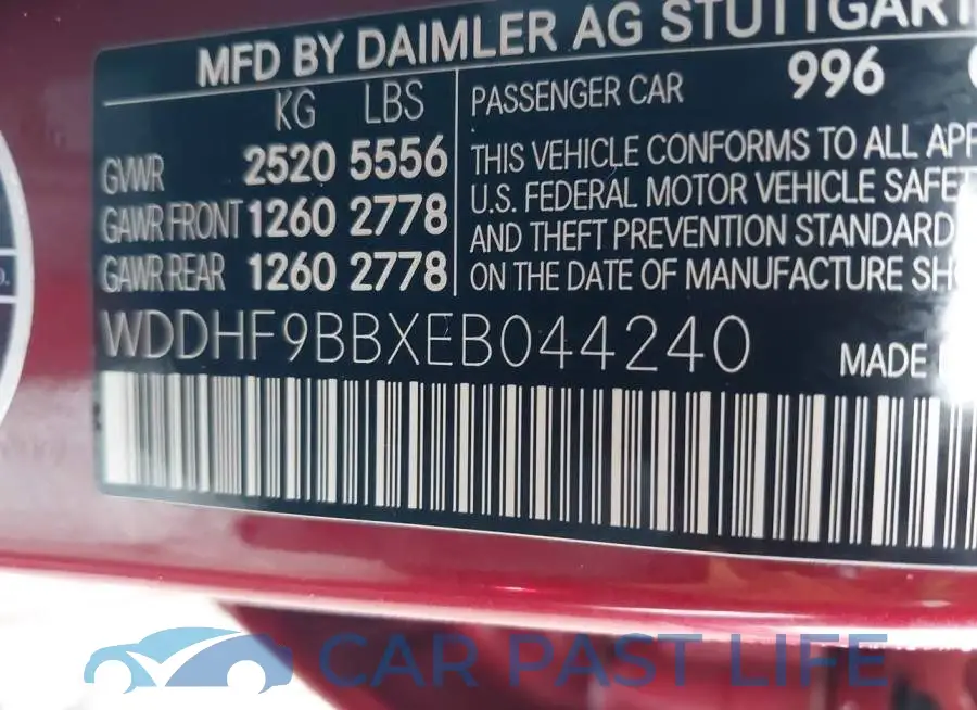 WDDHF9BBXEB044240# 9
