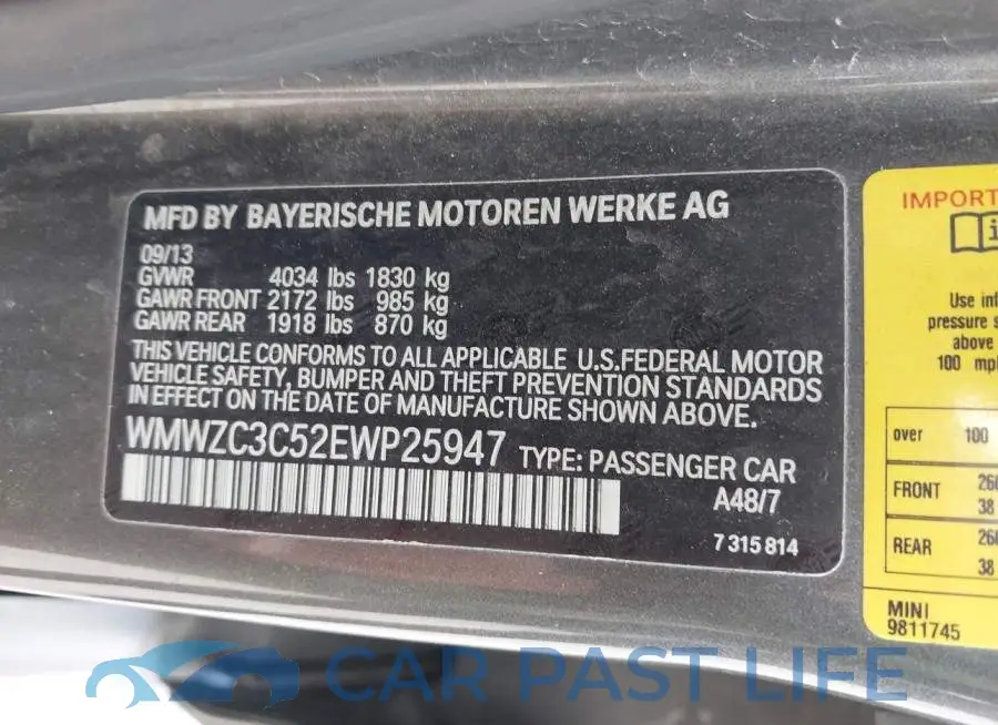 WMWZC3C52EWP25947# 9