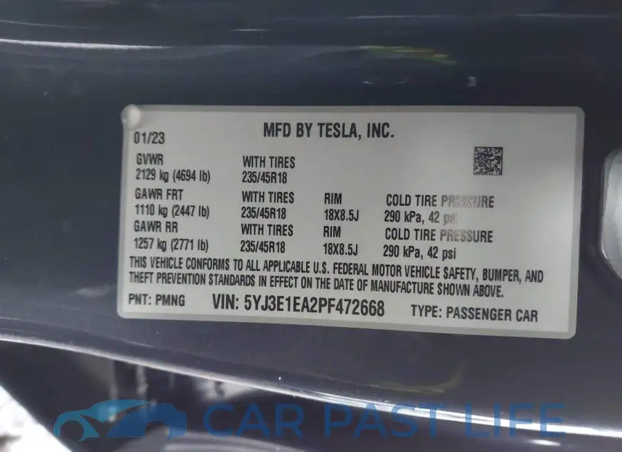 5YJ3E1EA2PF472668# 9