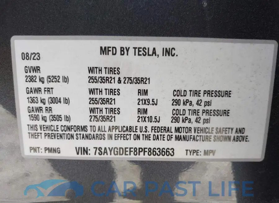 7SAYGDEF8PF863663# 9