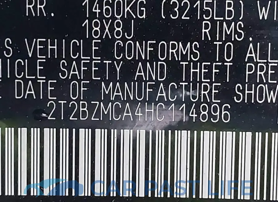 2T2BZMCA4HC114896# 9