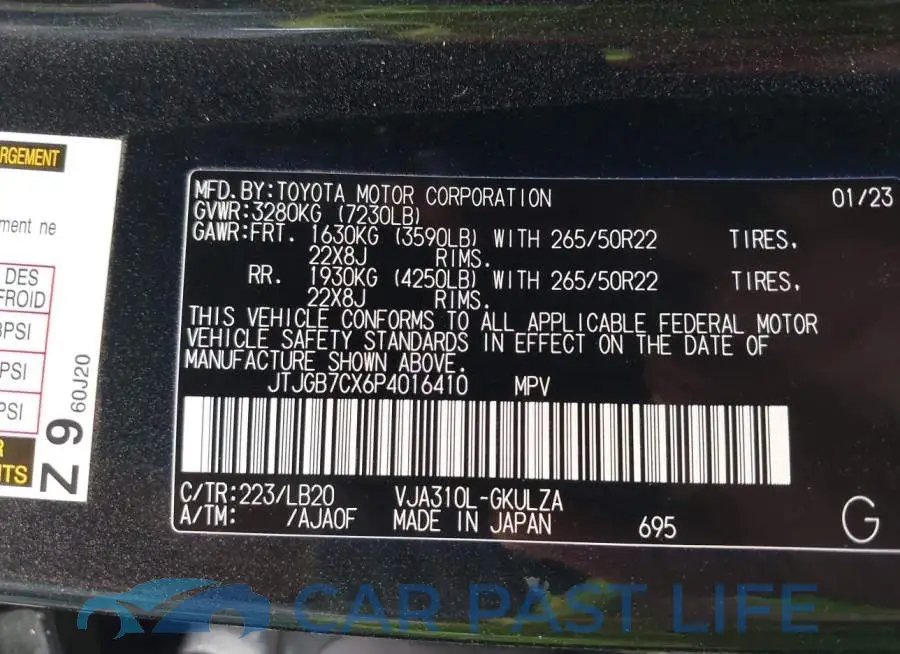 JTJGB7CX6P4016410# 9