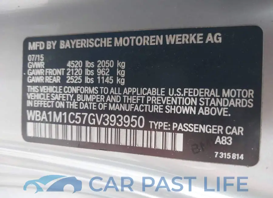 WBA1M1C57GV393950# 9