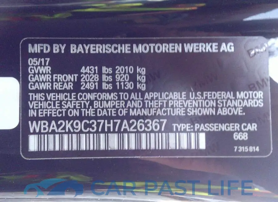 WBA2K9C37H7A26367# 9