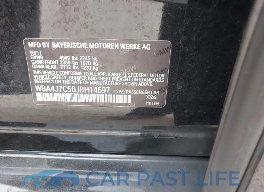 WBA4J7C50JBH14697# 9